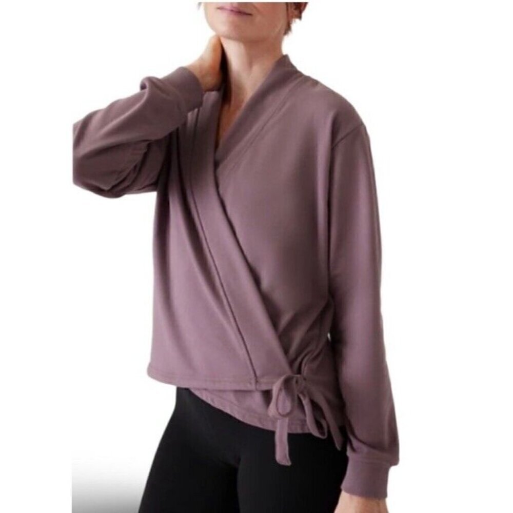 Athleta Women's Sz XL Retroterry Wrap Sweatshirt in Damask Mauve